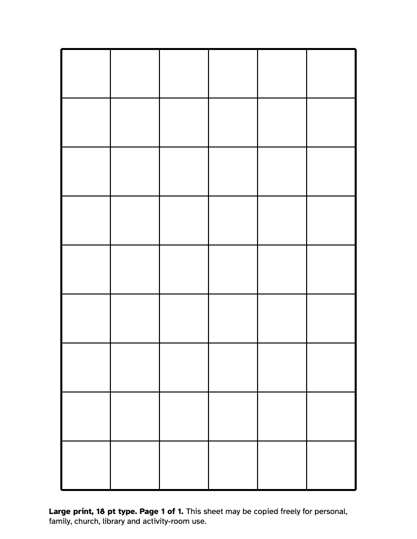 Preview of the Large Print Graph Paper: Free Printable 1 Inch Grid printable, page 1, 18 point type on US Letter paper